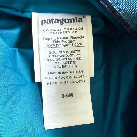 Patagonia Hi-Loft Down Sweater Bunting Snowsuit Infant 3-6 mos Navy Blue Warm - Picture 12 of 16